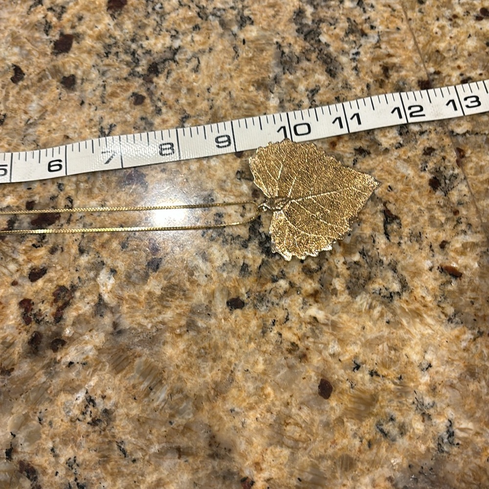 Gold Dipped Real Leaf Pendant With 2 Gold Plated … - image 5